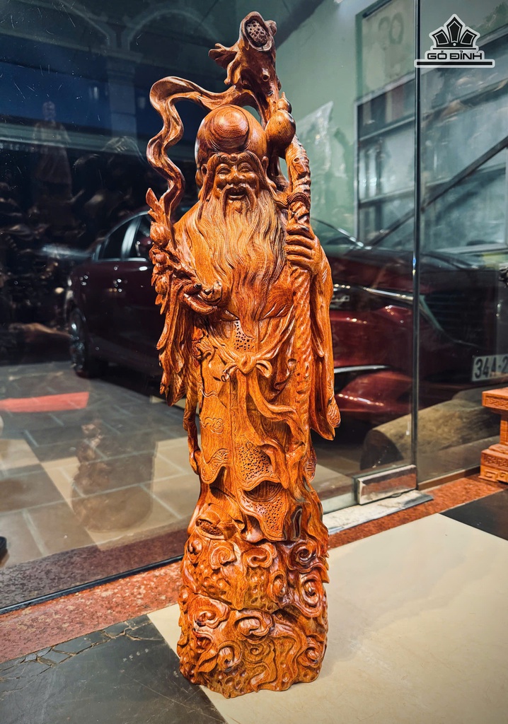 Tượng Ông Thọ Gỗ Cẩm Cao 75 Ngang 20 Sâu 18 (cm)