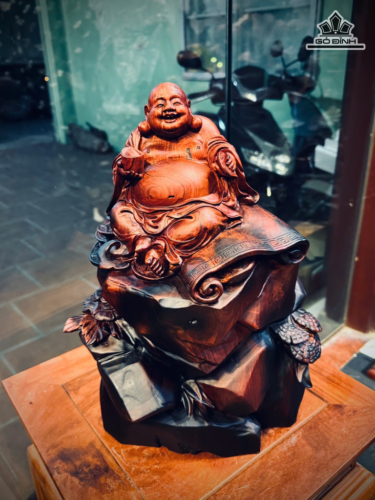 Tượng Phật Di Lặc Ngồi Hoan Hỷ Gỗ Trắc Cao 38 Ngang 30 Sâu 22 (cm)