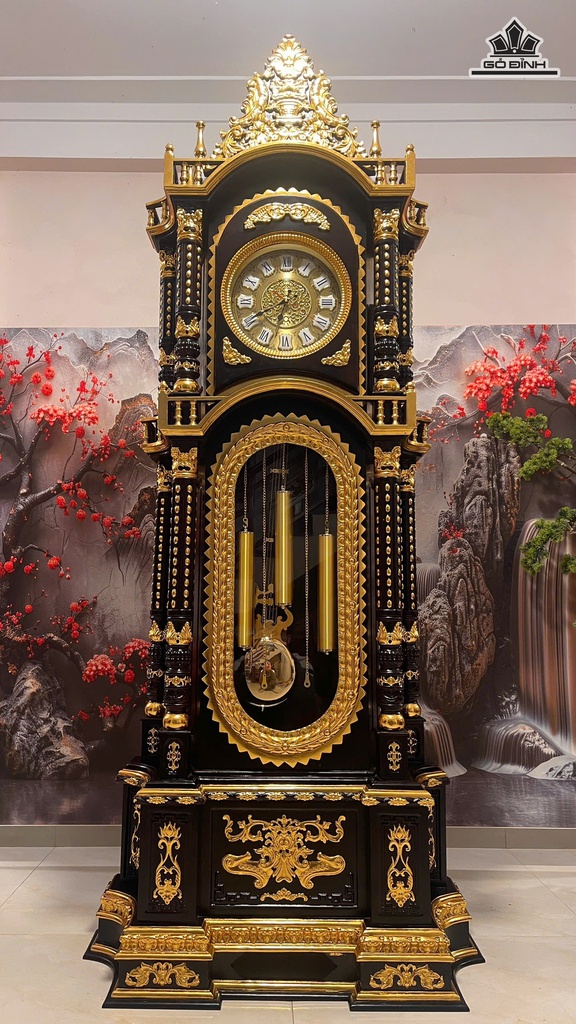 Đồng Hồ Tháp Gỗ Hương Đá Cao 230 Rộng 96 Sâu 40 (cm)