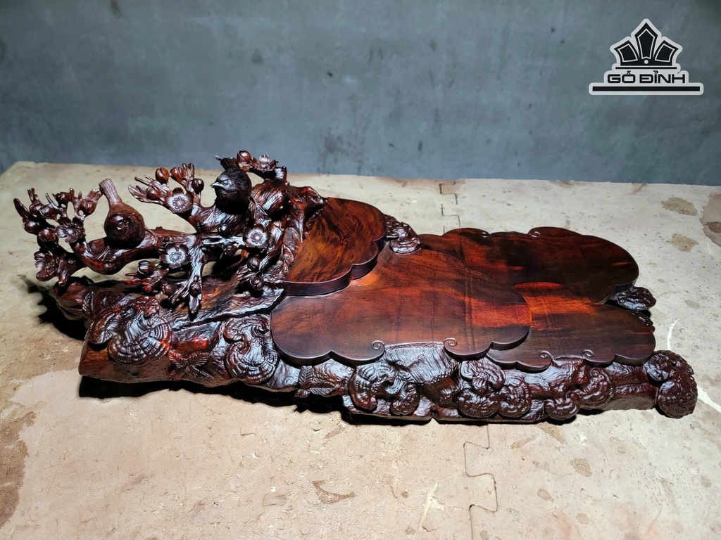 Khay Trà Uyên Ương Gỗ Trắc Kích Thước 15x56x22 (cm)