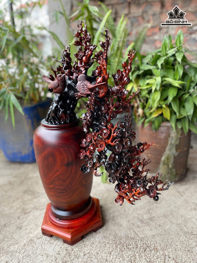 Bình Hoa Gỗ Trắc Cao 64 Ngang 45 Sâu 20 (cm)