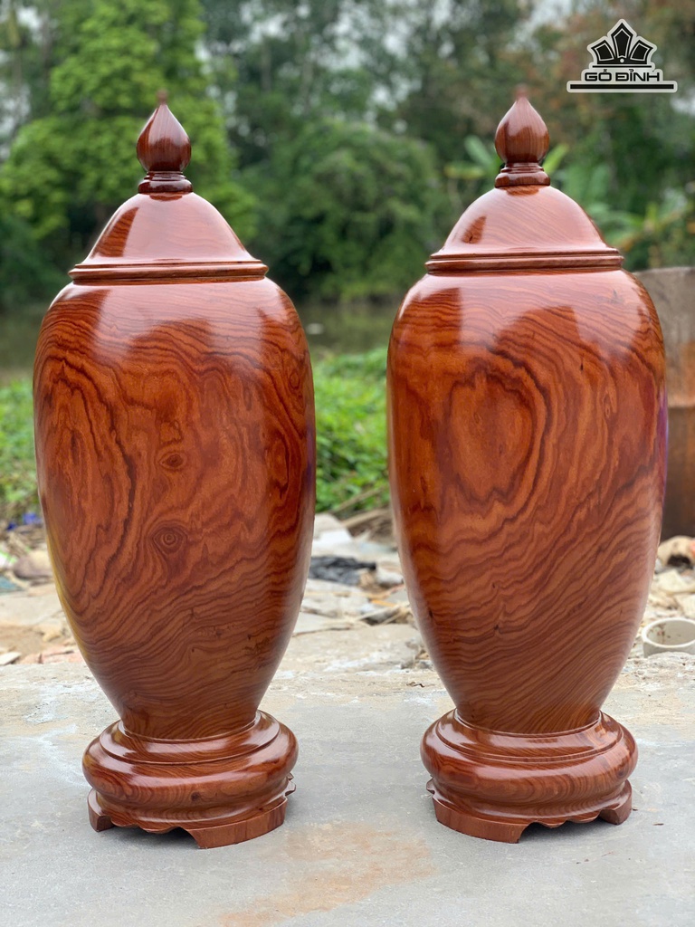 Cặp Bình Gỗ Cẩm Cao 73 Đường Kính 29 (cm)