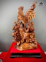 Tượng Gia Đình Gà Gỗ Sưa Cao 92 Ngang 50 Sâu 36 (cm)