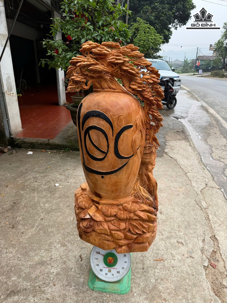 Bình Tùng Gỗ Ngọc Am Cao 130 Ngang 66 Sâu 55 (cm)