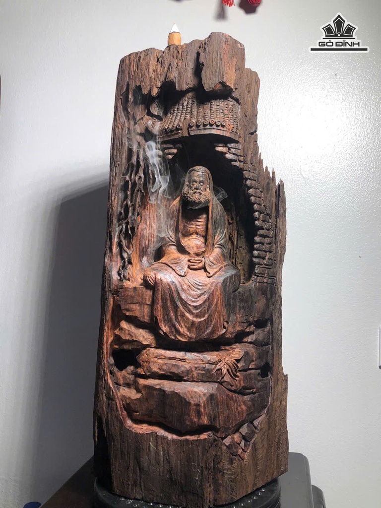 Tượng Đạt Ma Thiền Gỗ Trắc Cao 55 Ngang 27 Sâu 22 (cm)