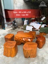 Bộ Bàn - 1 Bàn 6 Đôn Rễ Gỗ Ngọc Am