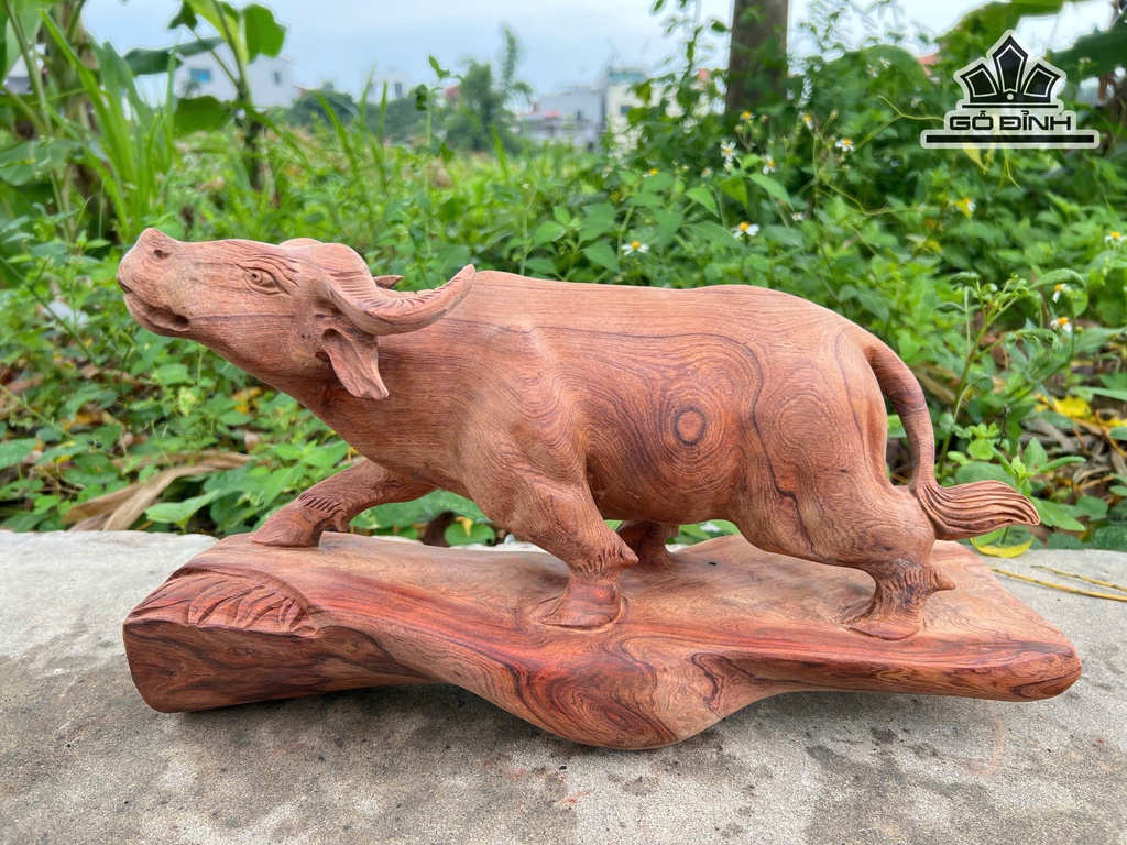 Tượng Trâu Gỗ Hương Cao 23 Ngang 43 Sâu 15 (cm) - 5kg