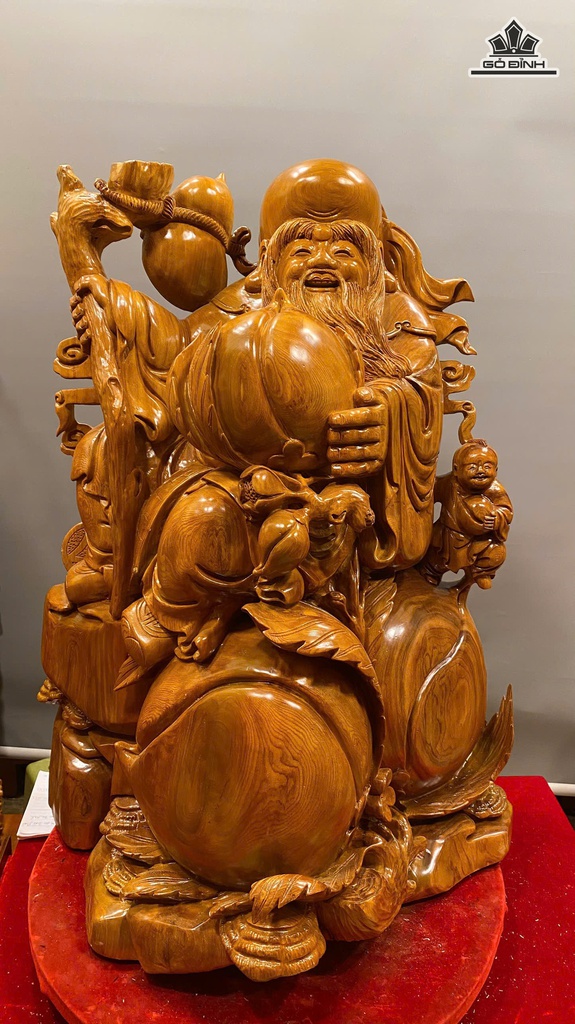 Tượng Ông Thọ Gỗ Ngọc Am Cao 83 Ngang 62 Sâu 50 (cm) - 70kg