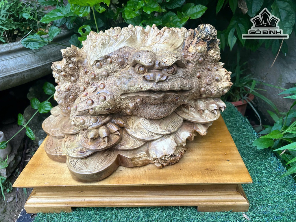 Tượng Thiềm Thừ Gỗ Nu Nghiến Cao 23 Ngang 41 Sâu 36 (cm)