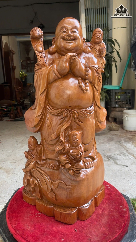 Tượng Phật Di Lặc Chúc Phúc Gỗ Ngọc Am Cao 71 Ngang 36 Sâu 24 (cm)