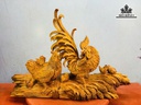 Tượng Gia Đình Gà Sung Túc Gỗ Hương Cao 61 Ngang 88 Sâu 30 (cm)