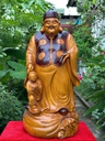 Tượng Thương Gia Gỗ Gõ Vàng Cao 96 Ngang 43 Sâu 43 (cm)