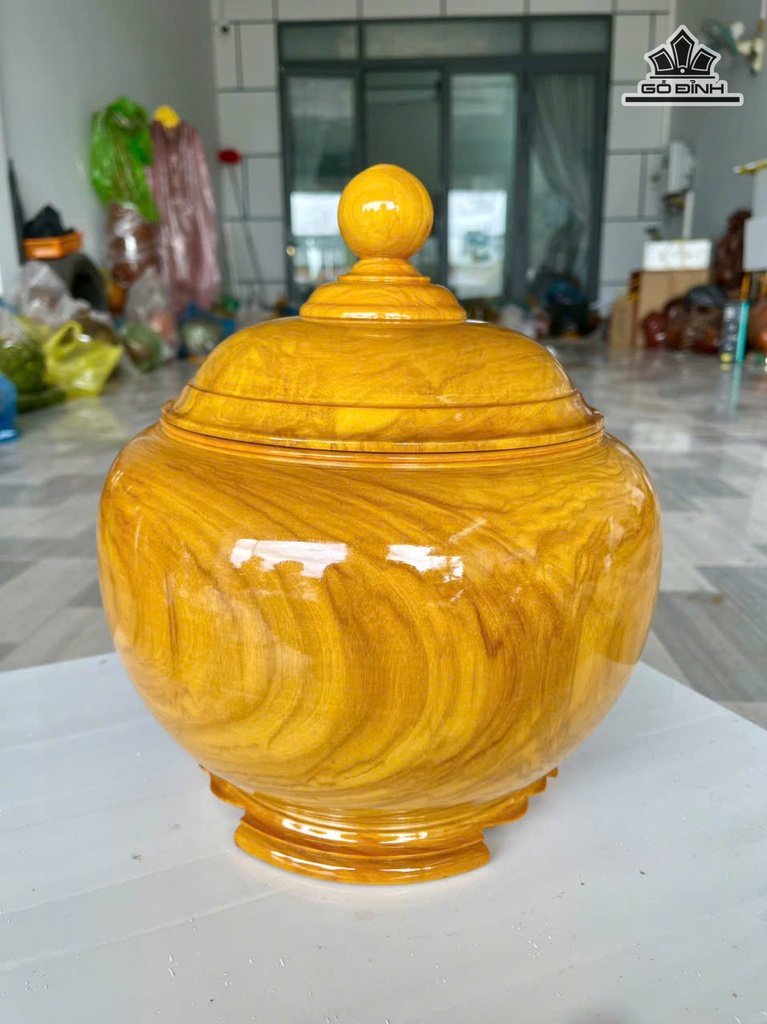 Bình Ủ Trà Gỗ Hoàng Đàn Cao 30 Đường Kính 26 (cm) - Đựng Tích 1,2 Lít