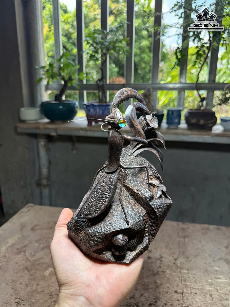 Tượng Bọ Ngựa Trang Trí Gỗ Trắc Cao 18,5 Ngang 15 Sâu 12 (cm)