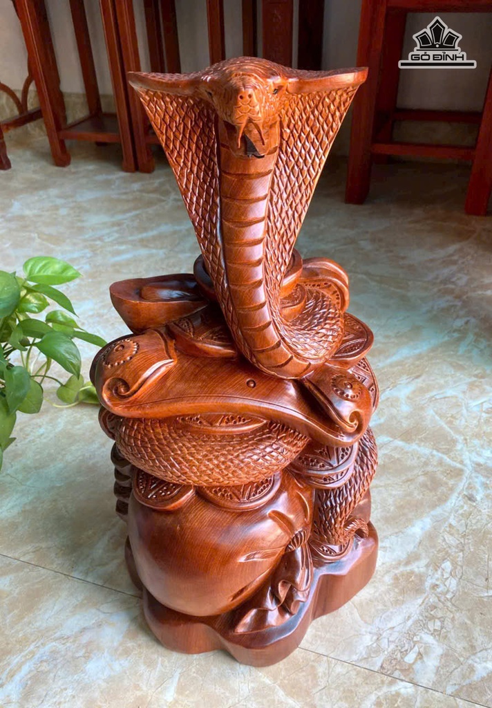 Tượng Rắn Phong Thủy Gỗ Ngọc Am Cao 51 Ngang 26 Sâu 20 (cm) - 7kg