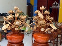 Cặp Hoa Gỗ Ngọc Am 25 Cành Cao 80 Xòe 60 - Bình Gỗ Hương Đỏ - Có Bán Lẻ Bình