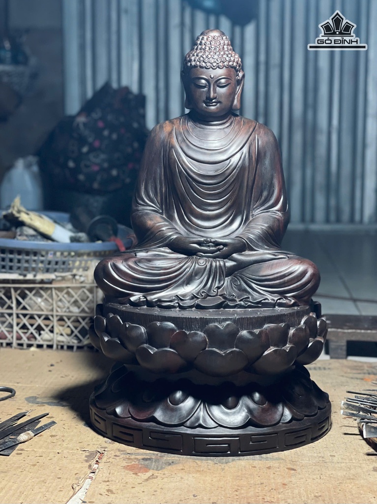 Tượng Phật Thích Ca Gỗ Trắc Cao 52 Ngang 32 Sâu 32 (cm)