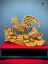 Tượng Gia Đình Gà Gỗ Hương Cao 43 Ngang 59 Sâu 29 (cm)