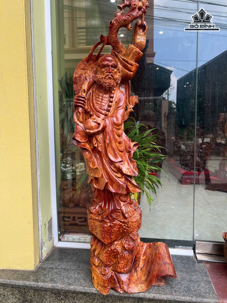 Tượng Đạt Ma Sư Tổ Gỗ Cẩm Cao 106 Ngang 30 Sâu 28 (cm)