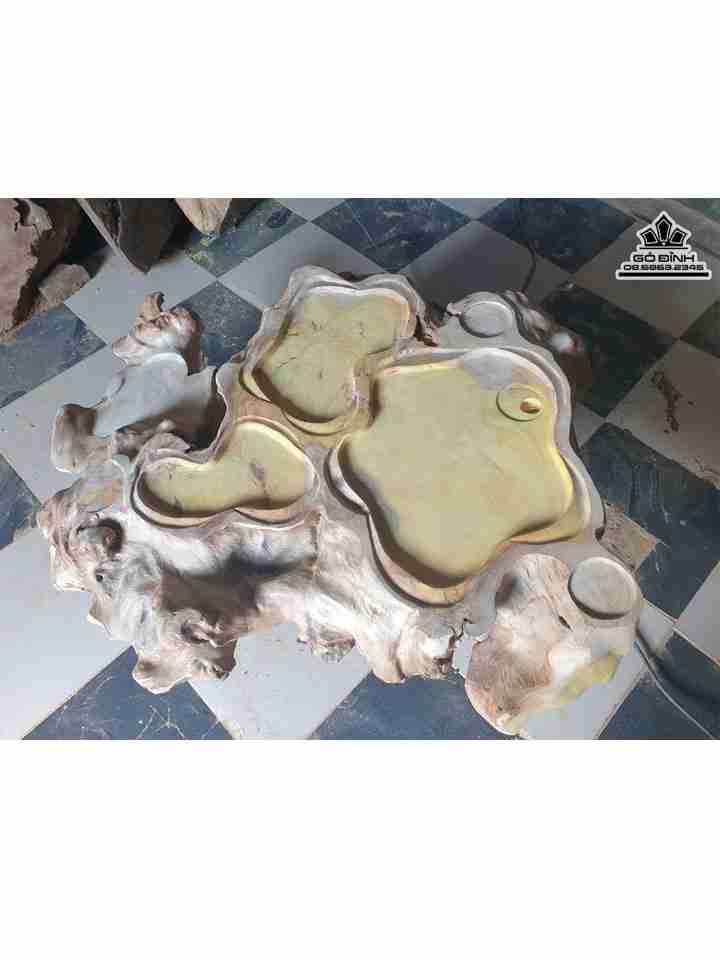 Khay Trà Nguyên Khối Gỗ Chun Sụn Mít  Dài 110 Rộng 90 Dày 15 (cm)