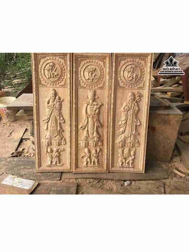 Tranh Phúc Lộc Thọ gỗ pơ mu  rộng 38 dài 120 dày 4 (cm)