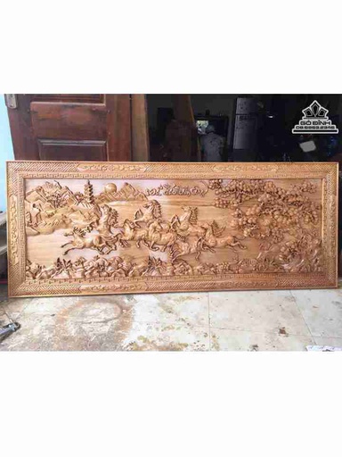 Tranh Mã Đáo Thành Công gỗ pơ mu  rộng 78 dài 1m98 dày 4.5 (cm)