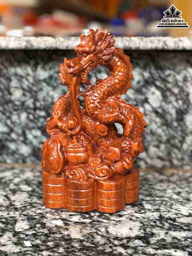 Tượng Rồng Để Xe Gỗ Hương  Cao 20 Ngang 11 Sâu 9 (cm)