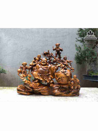 Tượng Phật Di Lặc Kéo Bao Tiền Gỗ Bách Xanh  Cao 50 Ngang 62 Sâu 20 (cm)