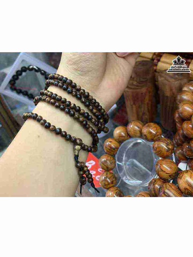Vòng Tay Hạt Tròn Gỗ Trầm Hương Sánh Chìm  4 Li