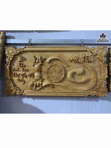 Tranh Chữ Lộc Nguyên Tấm Gỗ Pơ Mu  Cao 42 Ngang 85 Dày 4 (cm)