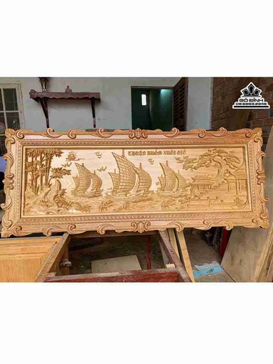 Tranh Thuận Buồm Xuôi Gió Gỗ Pơ Mu  Cao 70 Ngang 170 (cm)