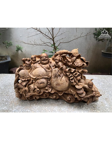 Tượng Phật Di Lặc Tam Phúc Gỗ Ngọc Am Hà Giang  Cao 30 Rộng 51 Dày 33 (cm)
