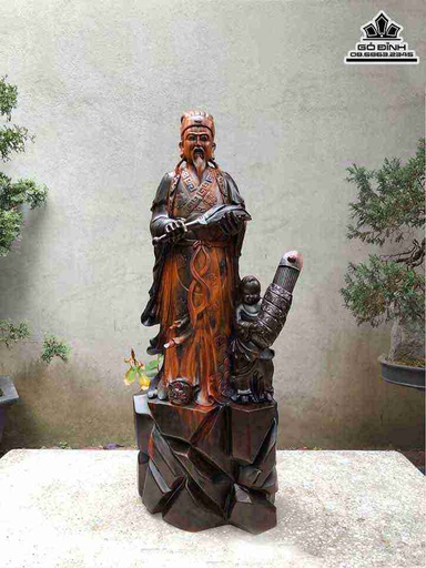 Tượng Gia Cát Lượng Khổng Minh Gỗ Trắc  Cao 93 Ngang 40 Dày 25 (cm)