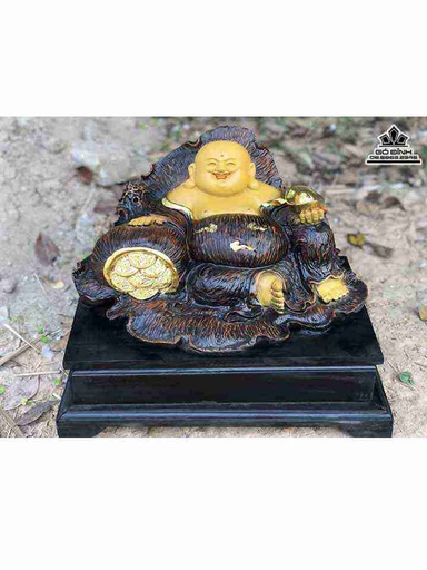 Tượng Phật Di Lặc Gỗ Bách Xanh  Cao 21 Ngang 38 Sâu 26 (cm)