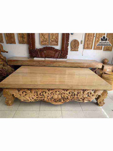 Sập 2 Tấm Vây Ngũ Phúc Gỗ Pơ Mu  Rộng 140 Dài 244 Dày 10 (cm)