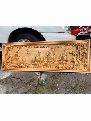 Tranh Thuận Buồm Xuôi Gió Gỗ Pơ Mu  Cao 40 Dài 120 Dày 5 (cm)