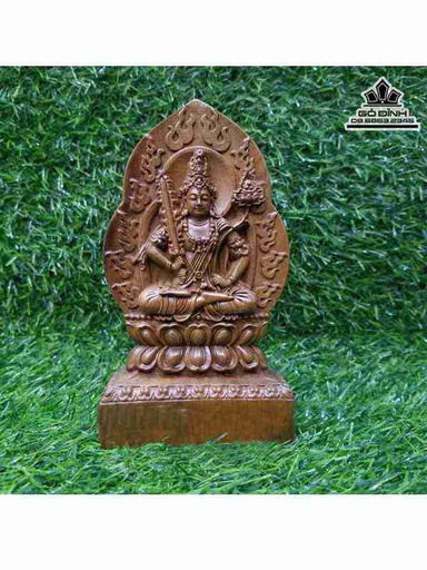 Tượng Hư Không Tạng Bồ Tát Gỗ Bách Xanh  Cao 15 (cm)