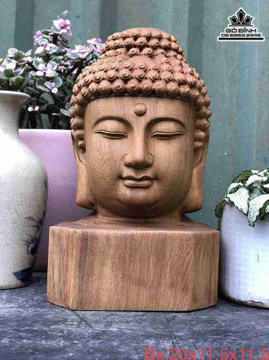 Tượng Diện Phật Đục Tứ Diện Gỗ Bách Xanh  Cao 20 Ngang 11.5 Sâu 11.5 (cm)