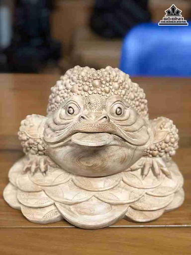 Tượng Cóc Thiềm Thừ Gỗ Ngọc Am  Cao 20 Ngang 30 Sâu 23 (cm)