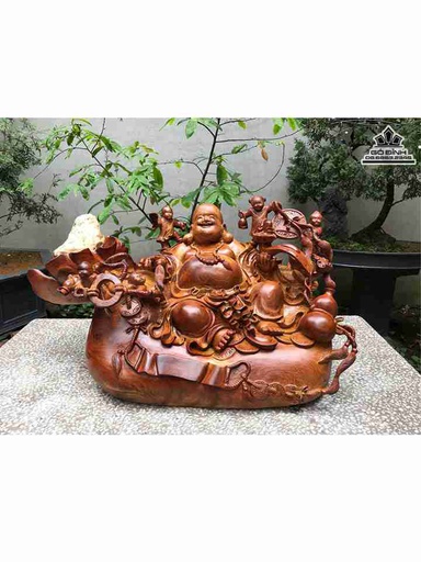 Tượng Phật Di Lặc Chấn Bao Tiền Gỗ Hương  Cao 48 Ngang 85 Sâu 48 (cm)