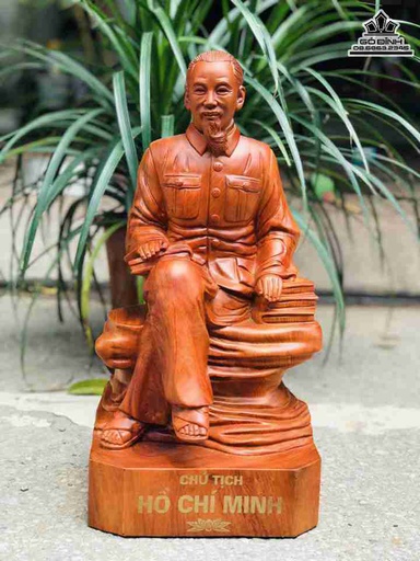  Tượng Chủ Tịch Hồ Chí Minh Ngồi Gỗ Hương  Cao 45 Ngang 23 Sâu 20 (cm)