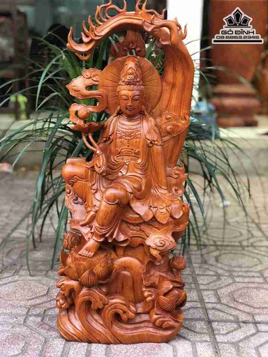 Tượng Phật Bà Quan Âm Gỗ Hương  Cao 70 Ngang 27 Sâu 17 (cm)