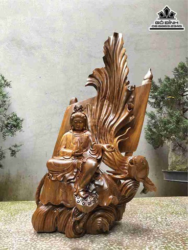 Tượng phật Bà Quan Âm Gỗ Bách Xanh  Cao 72 Ngang 45 Sâu 22 (cm)