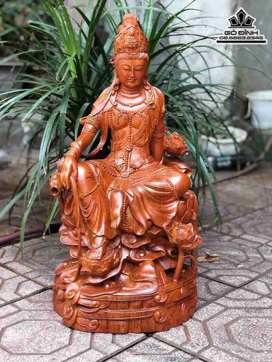 Tượng Phật Bà Quan Âm Gỗ Hương  Cao 60 Ngang 32 Sâu 32 (cm)