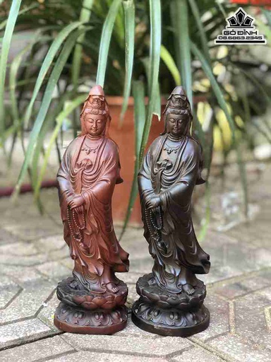  Tượng Phật Bà Gỗ Trắc  Cao 26 Ngang 9 Sâu 7.5 (cm)