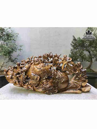  Tượng Phật Di Lặc Ngũ Phúc Gỗ Bách Xanh  Cao 46 Ngang 100 Sâu 25 (cm)