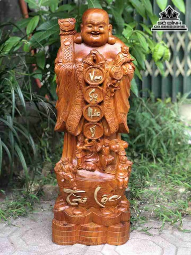Tượng Phật Di Lặc Chúc Phúc Gỗ Hương  Cao 70 Ngang 26 Sâu 21 (cm)