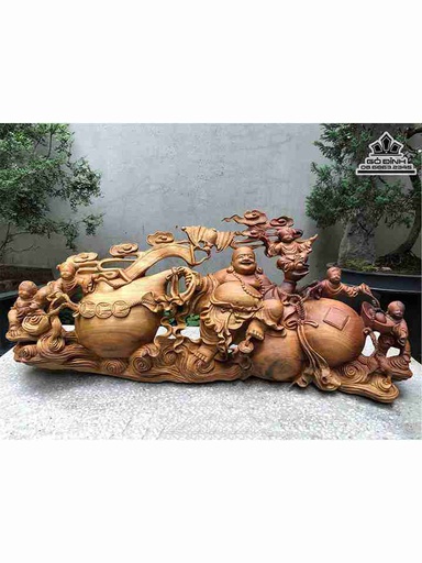  Tượng Phật Di Lặc Gỗ Xá Xị (Gù Hương)  Cao 42 Ngang 100 Sâu 25 (cm)