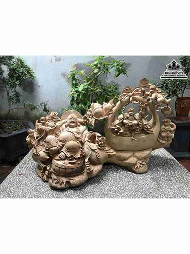 Tượng Phật Di Lặc Ngũ Phúc Gỗ Ngọc Am  Cao 60 Ngang 105 Sâu 56 (cm)