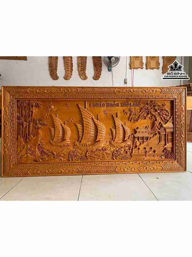 Tranh Thuận Buồm Xuôi Gió Gỗ Pơ Mu  Cao 85 Ngang 170 (cm)